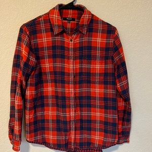 Madewell Flannel Button Up Shirt in Red and Blue Plaid